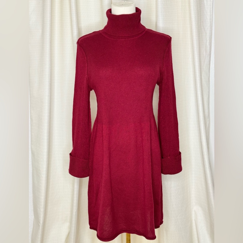 Soft Surroundings Burgundy Turtleneck Sweater Dress